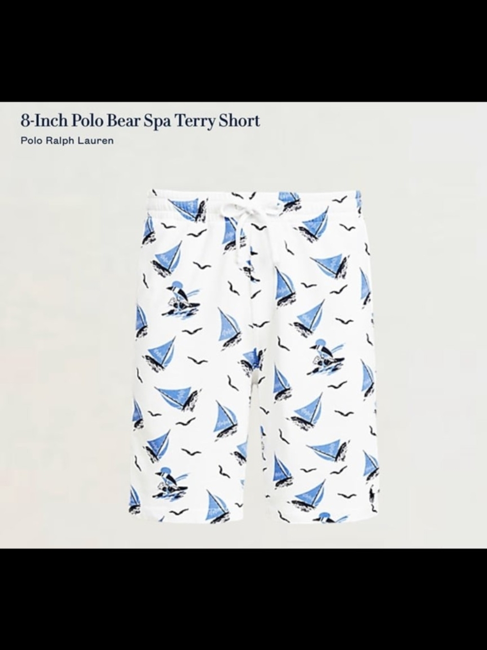 Polo by Ralph Lauren Kids White & Blue Sailboat Spa Terry Shorts
